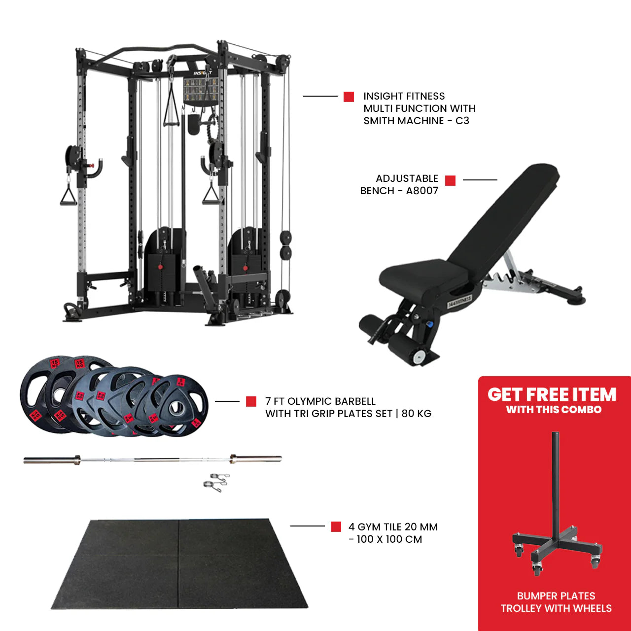 Olympic Bar with 80KG bumper plates